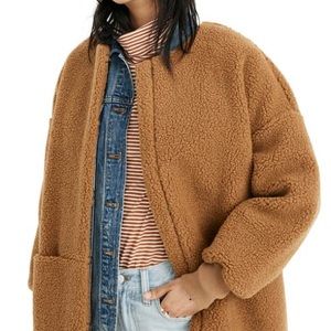 Bonded sherpa teddy cocoon coat